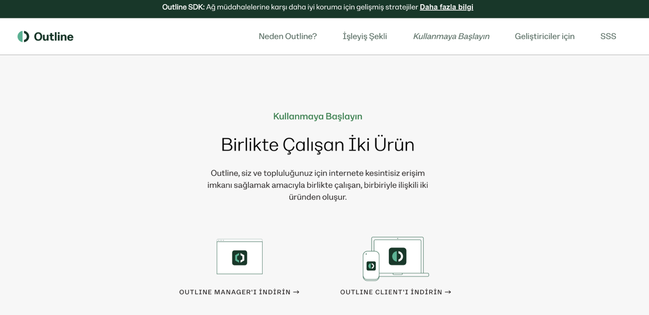 Outline Manager ve Client indirme sayfası